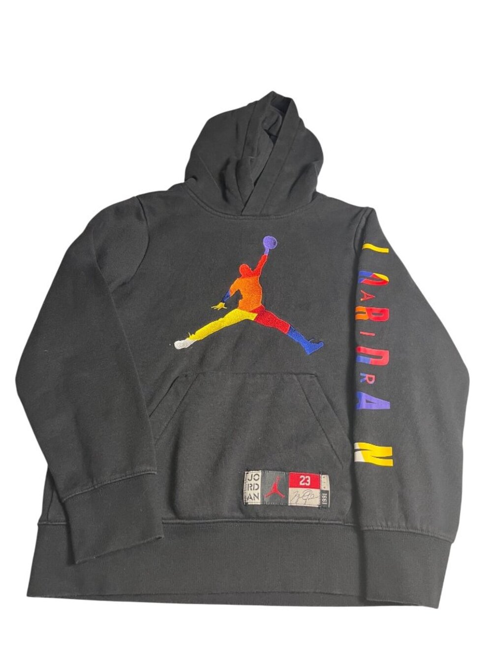 Air Jordan Boys Hoodie Black Multicolor Logo Pullover Medium hooded sweatshirt